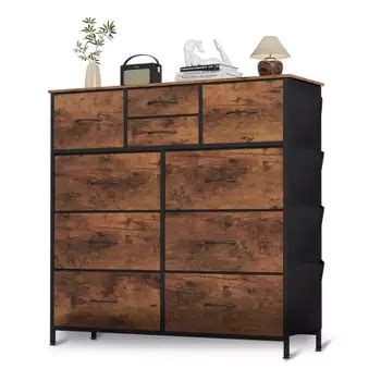 SUGIFT 9 Drawer Dresser Steel Frame Bedroom Storage 